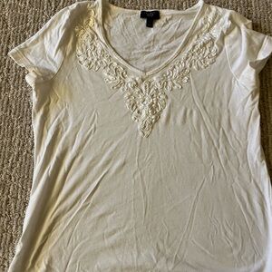 Talbots Women's White Embroidered Top
